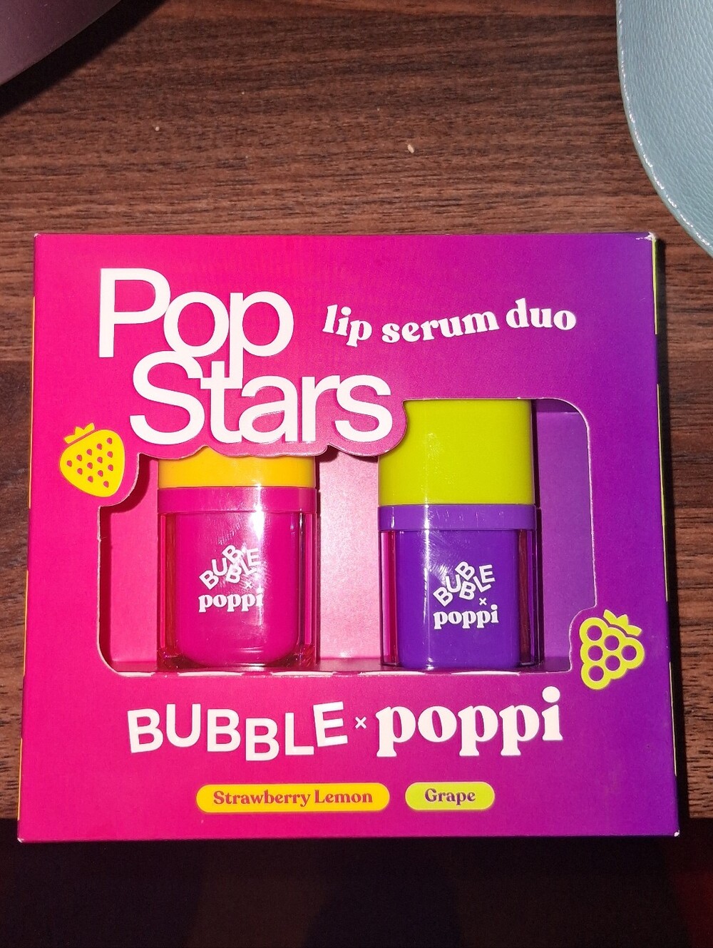 Pop Stars Bubble x Poppi Lip Serum Duo - Grape and Strawberry Lemon